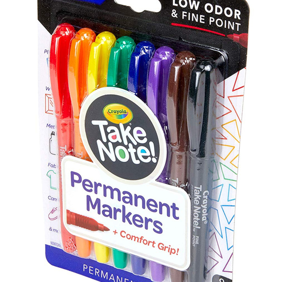 8 Pack Crayola Take Note Permanent Markers Fine Pt - Picture 2 of 5
